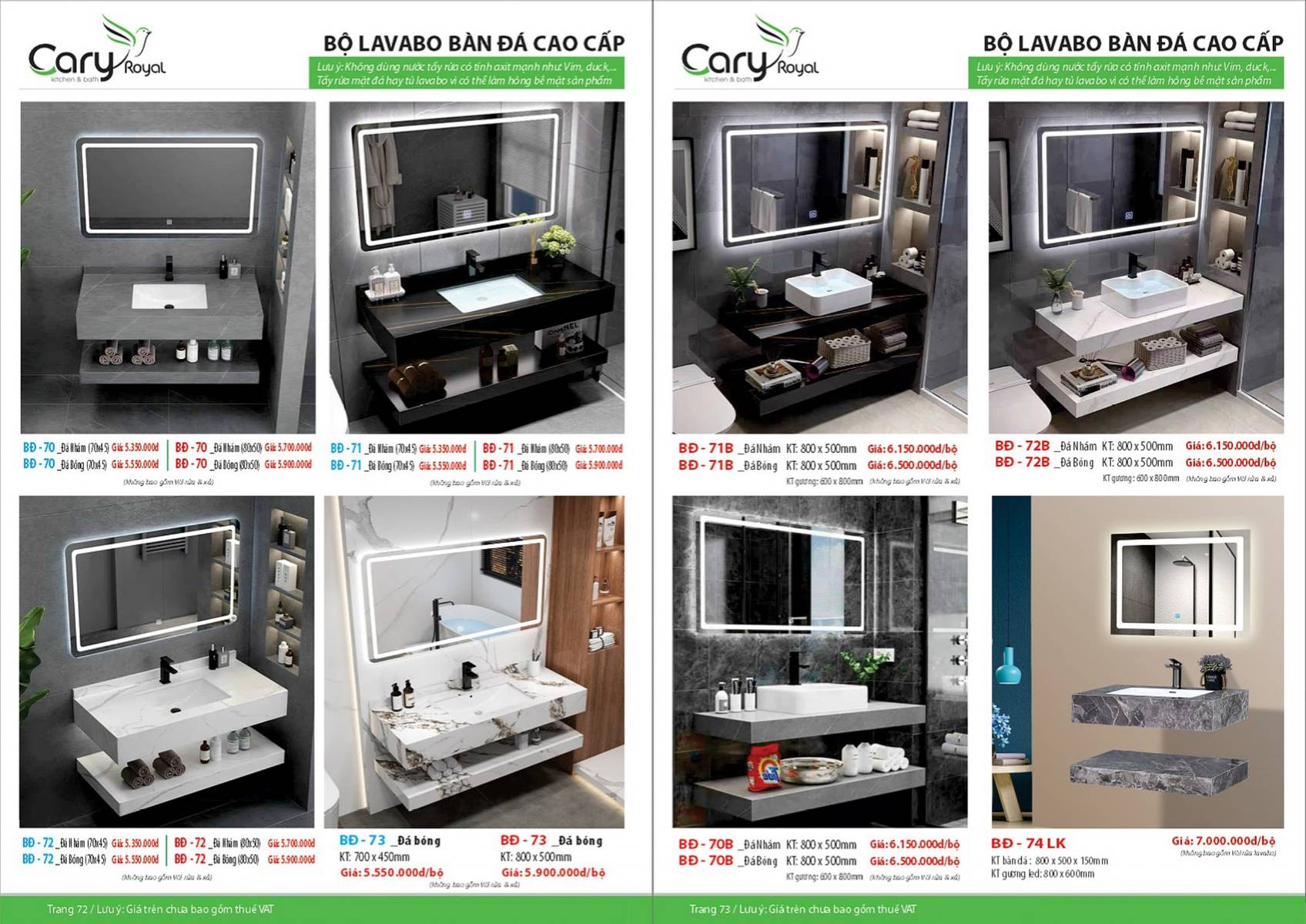 Thiết bị vệ sinh Cary Royal Catalogue và Bảng giá mới nhất 2026 /Page 37